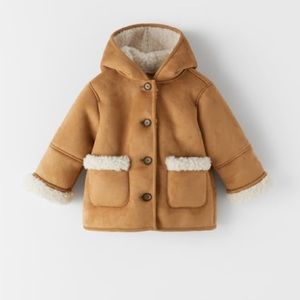 Zara kids Sherpa lined suede jacket